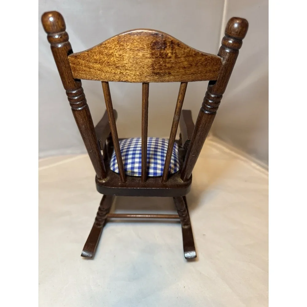 VTG Wooden Tiny Rocking Chair Pin Cushion Needles Sewing Doll Barbie‎